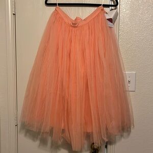 Little Mistress peach tulle midi Skirt NWT US size 8